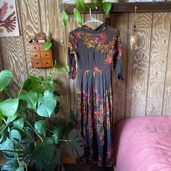 Free People maxi dress - women’s size 2, black floral printed - Picture 4 of 5